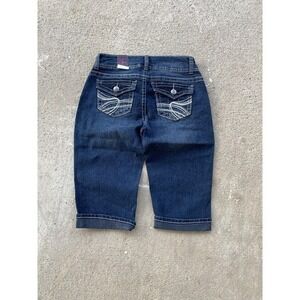 No Boundaries Jeans Womens 9 Blue Curvy Fit Mid Rise Embroidered Pockets Stretch